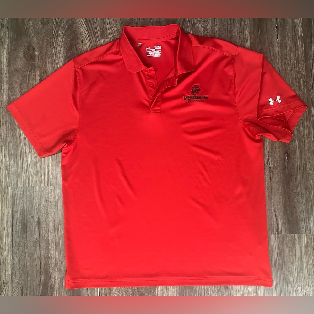 Men’s Under Armour Marines Semper Fi Red/Black Performance Polo - Size XL-Tall